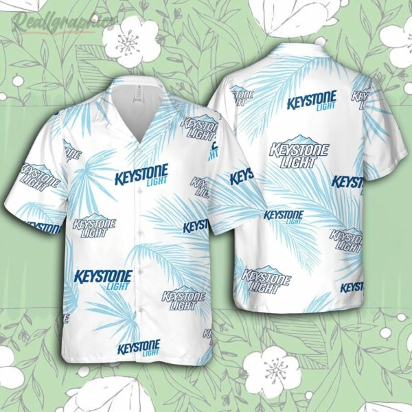 keystone light hawaiian palm leaves pattern shirt beer summer party hawaiian shirt 1jexg