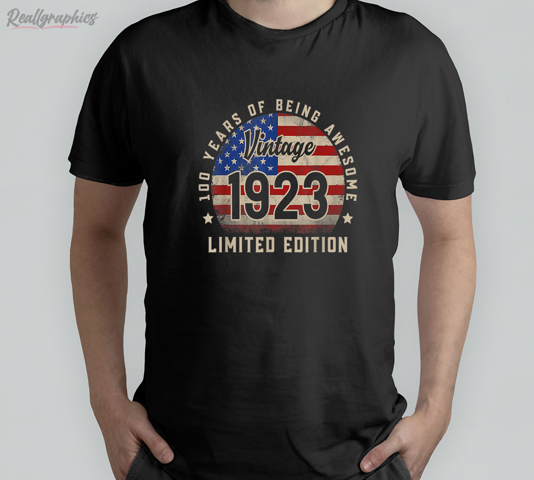 Vintage 1923 100 Years Awesome Gifts, 100th Birthday Shirt - Reallgraphics