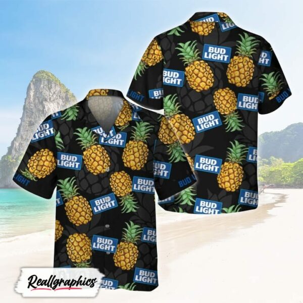 black aloha pineapple bud light hawaiian shirt shirt for summer uy8rzb