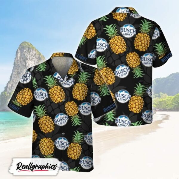 black aloha pineapple busch light hawaiian shirt shirt for summer hq8ilr