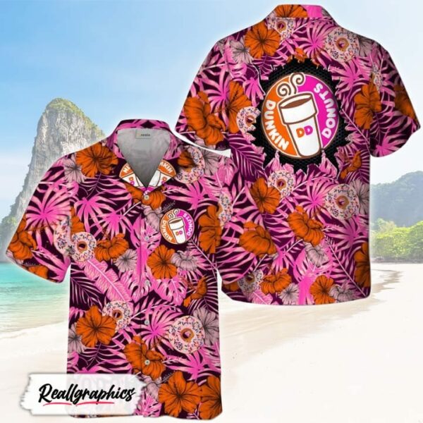 summer aloha floral dunkin donuts hawaiian shirt shirt for summer kpot3r