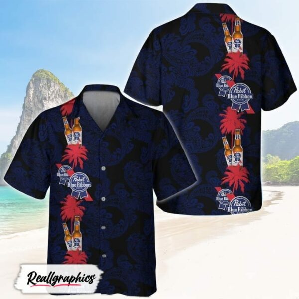 tropical vibes pabst blue ribbon hawaiian shirt shirt for summer jzbknh