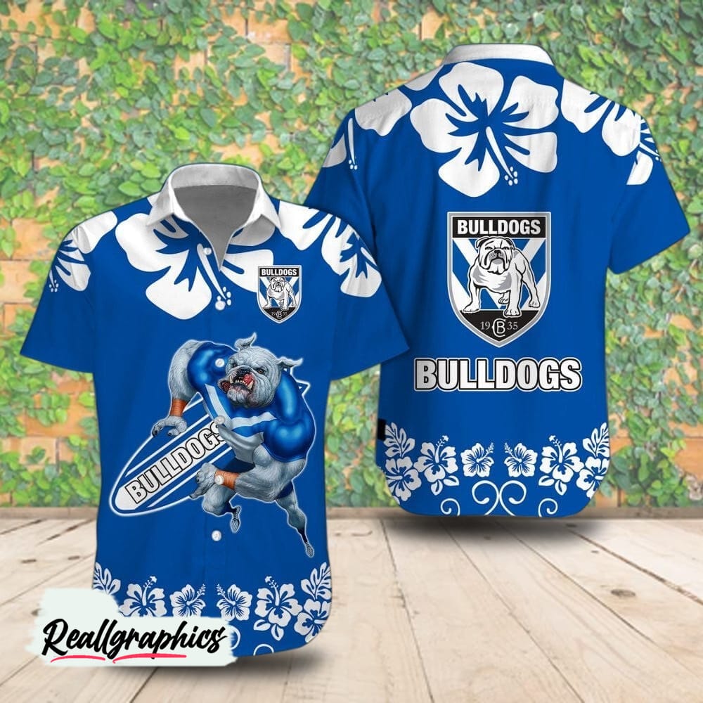 canterbury bankstown bulldogs mascot flower hawaiian shirt