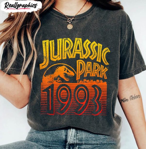 jurassic park 1993 retro shirt t rex dinosaur shirt 1 kcac4z