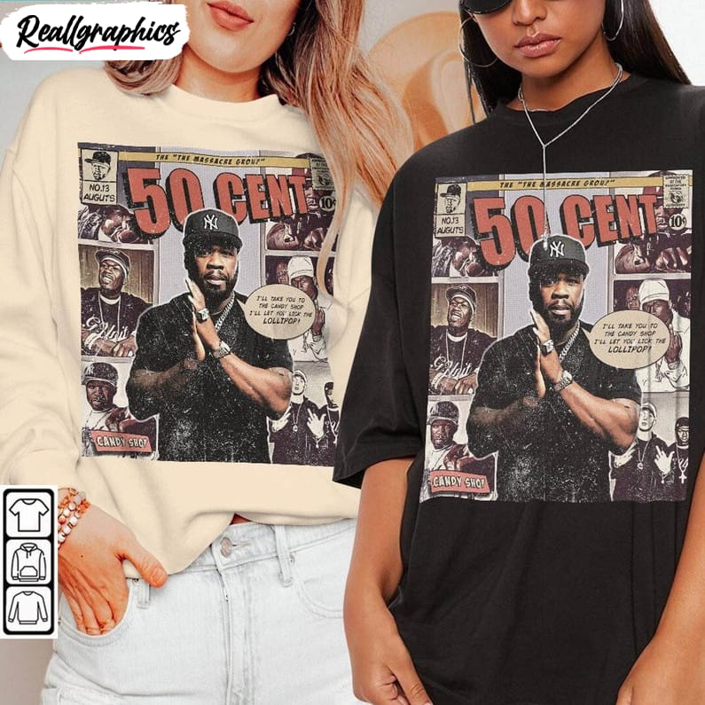 50 cent retro shirt, the massacre album world tour crewneck tee tops