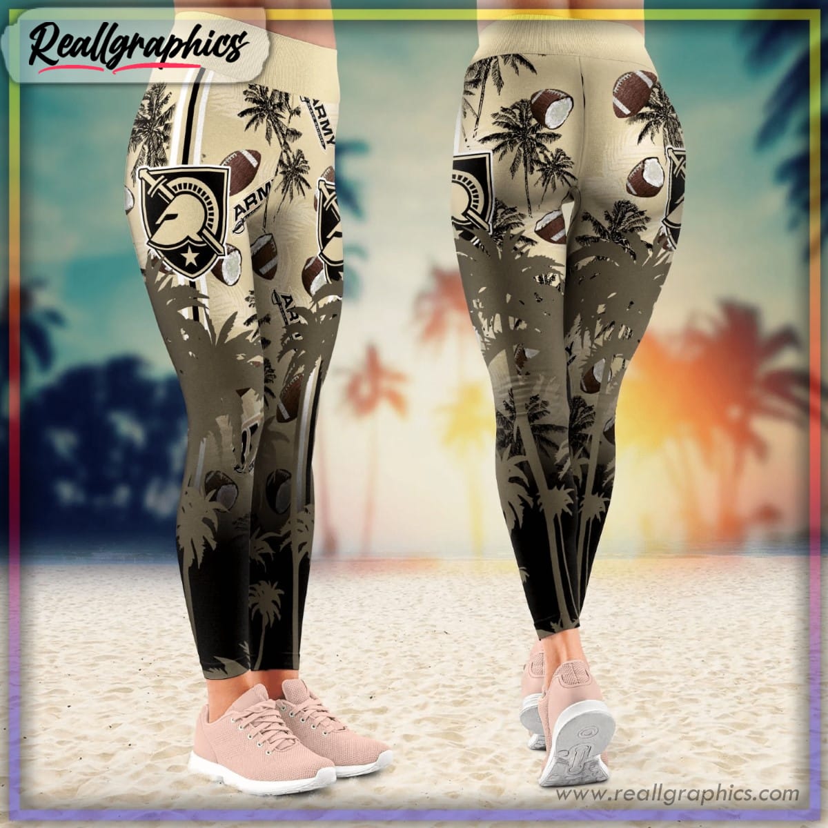 army black knights summer coconut tree pattern printed leggings