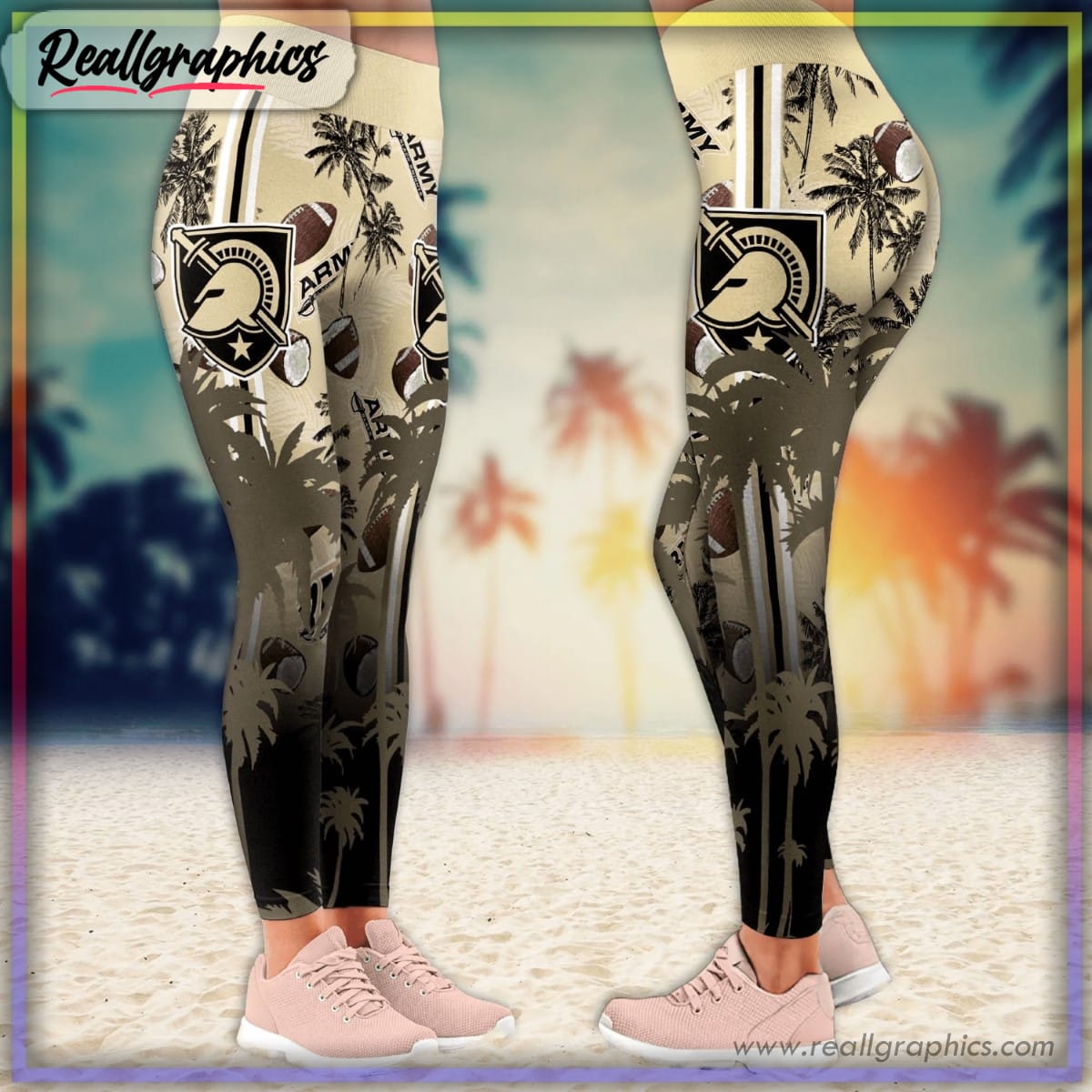 army black knights summer coconut tree pattern printed leggings