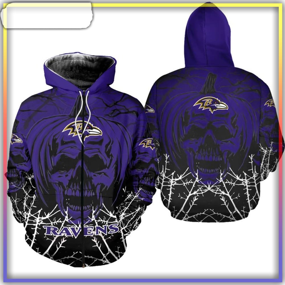 baltimore ravens hoodie halloween pumpkin skull print shirt 2 vwsyuv