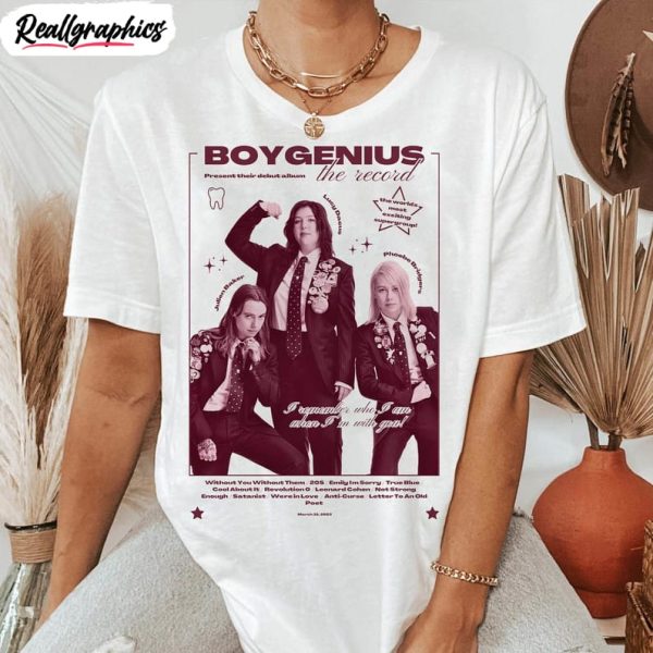 boygenius band retro shirt , the record indie rock music unisex shirt