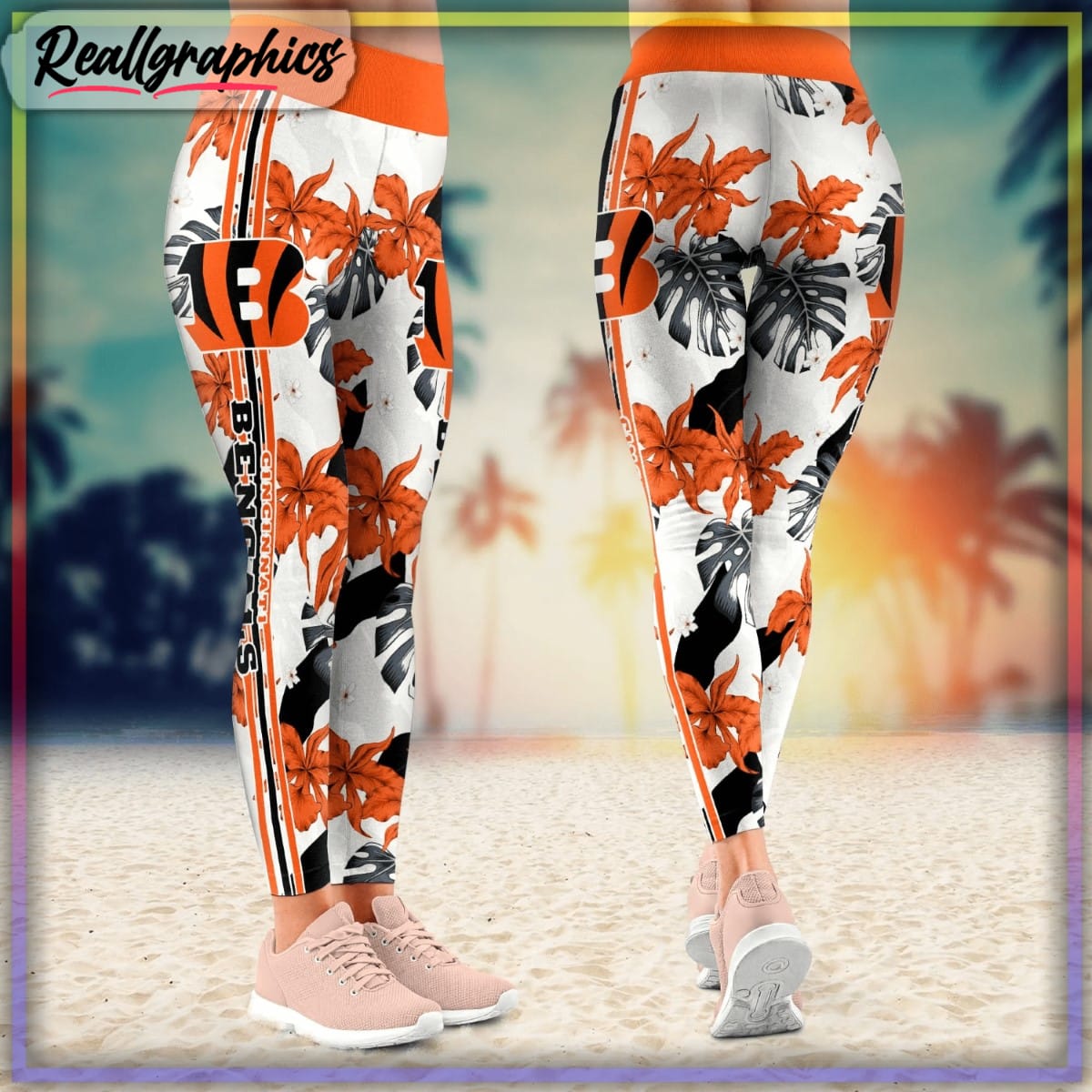 cincinnati bengals nfl summer flower leggings, football leggings for women