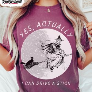 comfort colors yes actually i can drive a stick shirt witch flying by moon short sleeve unisex t shirt 1 vehbui