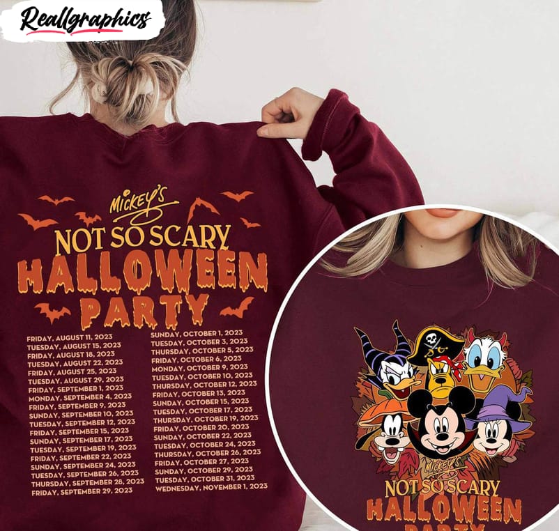 disney halloween party 2023 shirt, not so scary halloween party hoodie crewneck