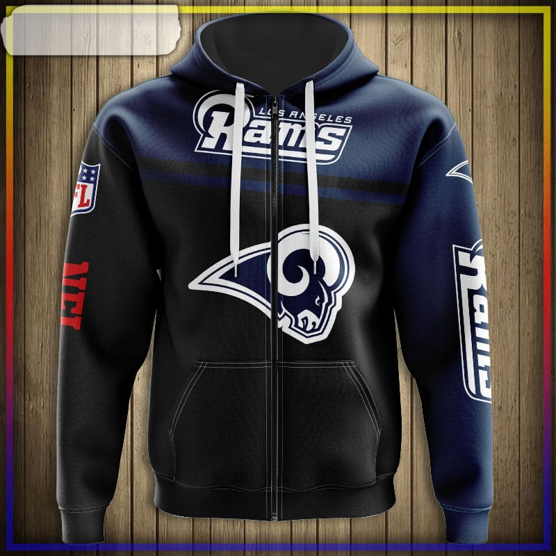 Los Angeles Rams 3D Skull Zip Hoodie Pullover Shirt For Fans - Reallgraphics