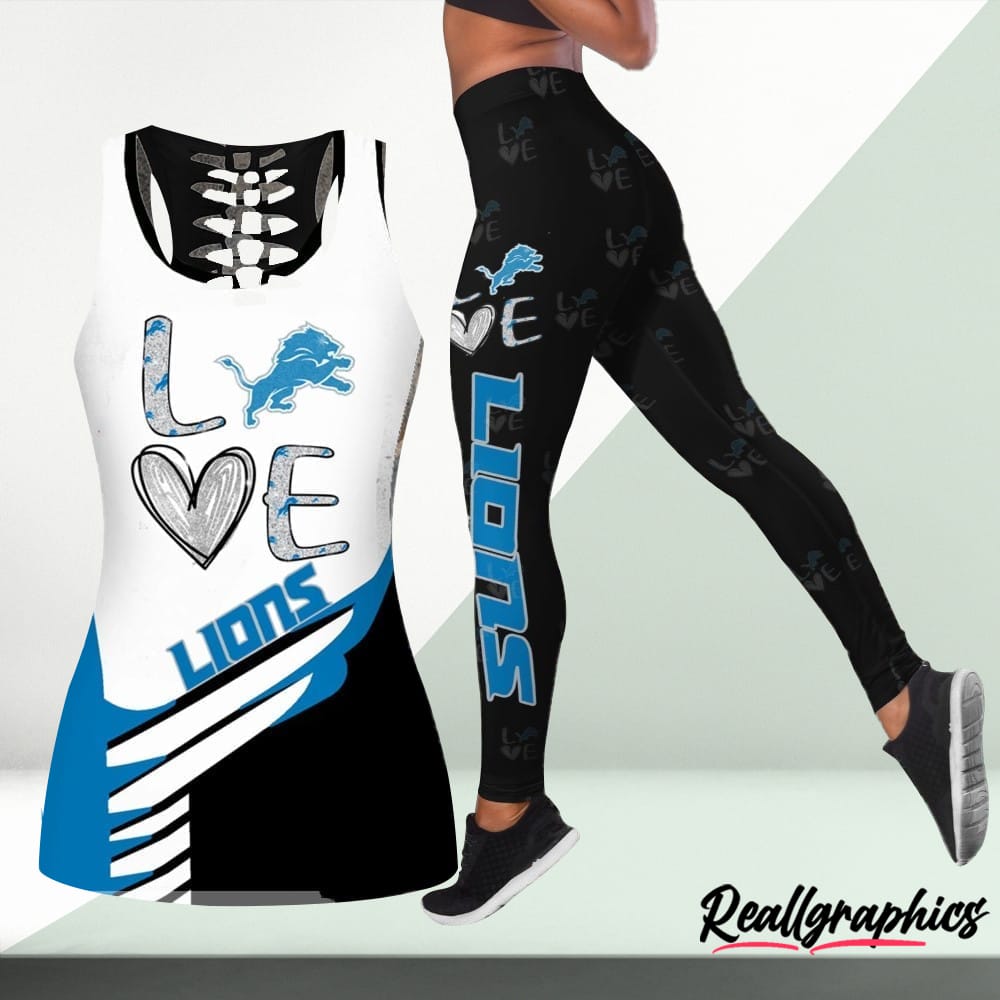 love detroit lions high waisted leggings and tank top