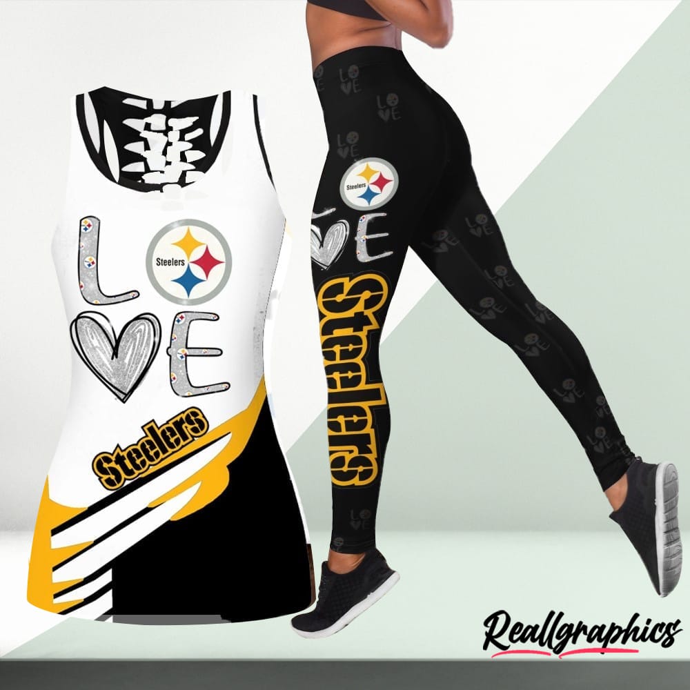 Love Pittsburgh Steelers High Waisted Leggings and Tank Top - Reallgraphics