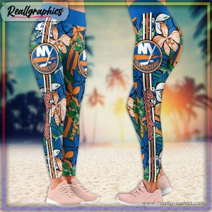 new york islanders nhl summer flower pattern leggings