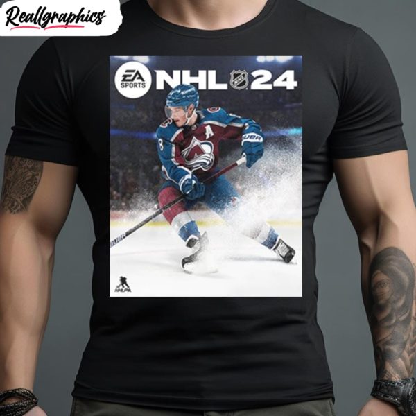 nhl 24 cover athlete cale makar ea sports game cover colorado avalanche t shirt