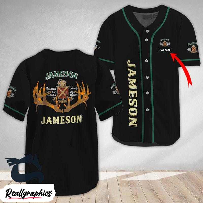 personalized buck horn jameson irish whiskey baseball jersey