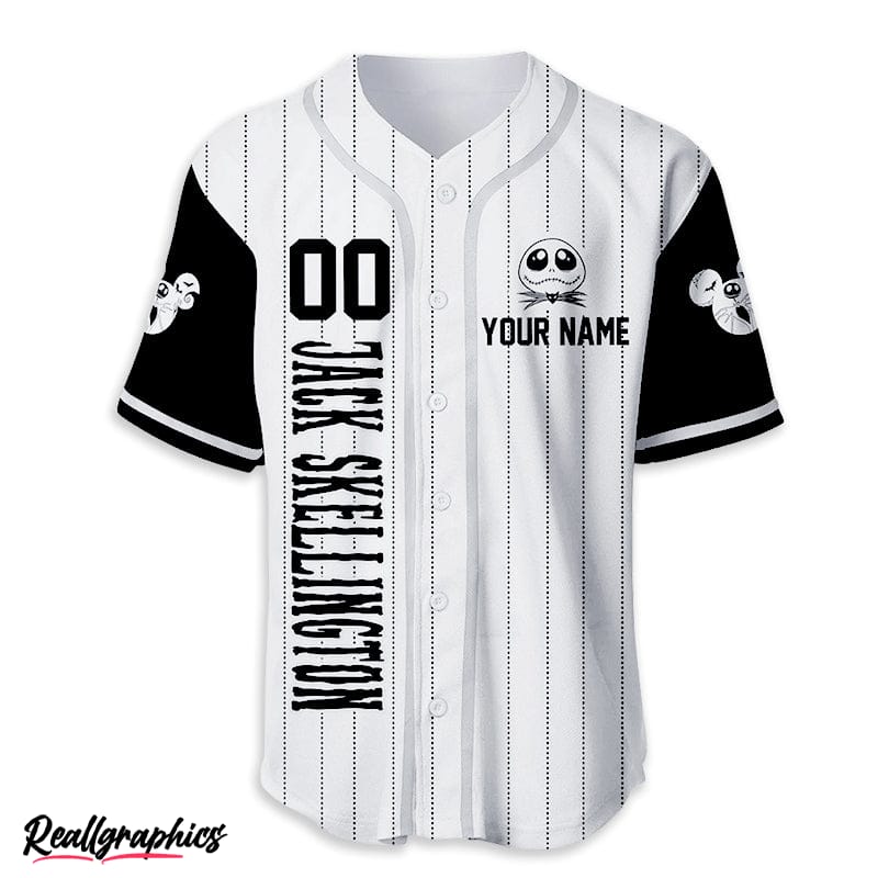 Personalized Jack Skellington Black White Baseball Jersey - Reallgraphics