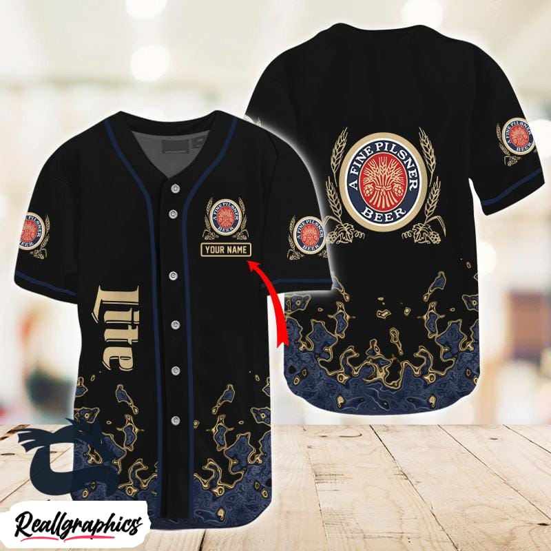 personalized liquid abstract miller lite baseball jersey