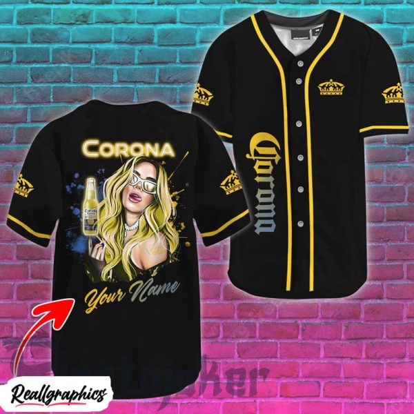 personalized the girl get drunk with corona beer baseball jersey