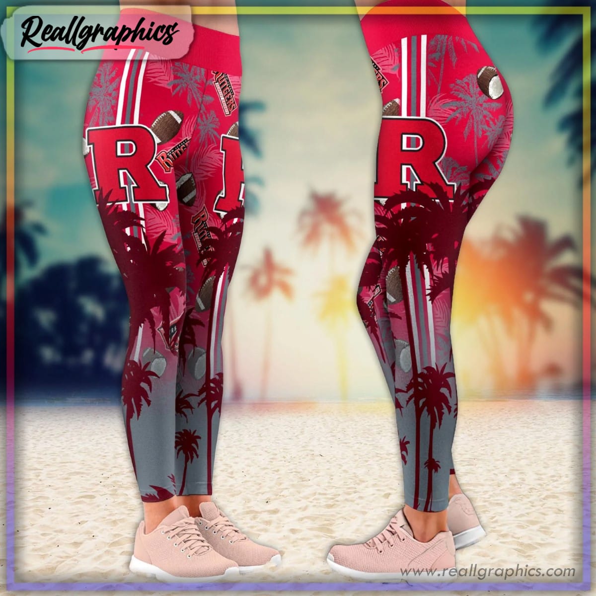 rutgers scarlet knights summer coconut tree pattern printed leggings