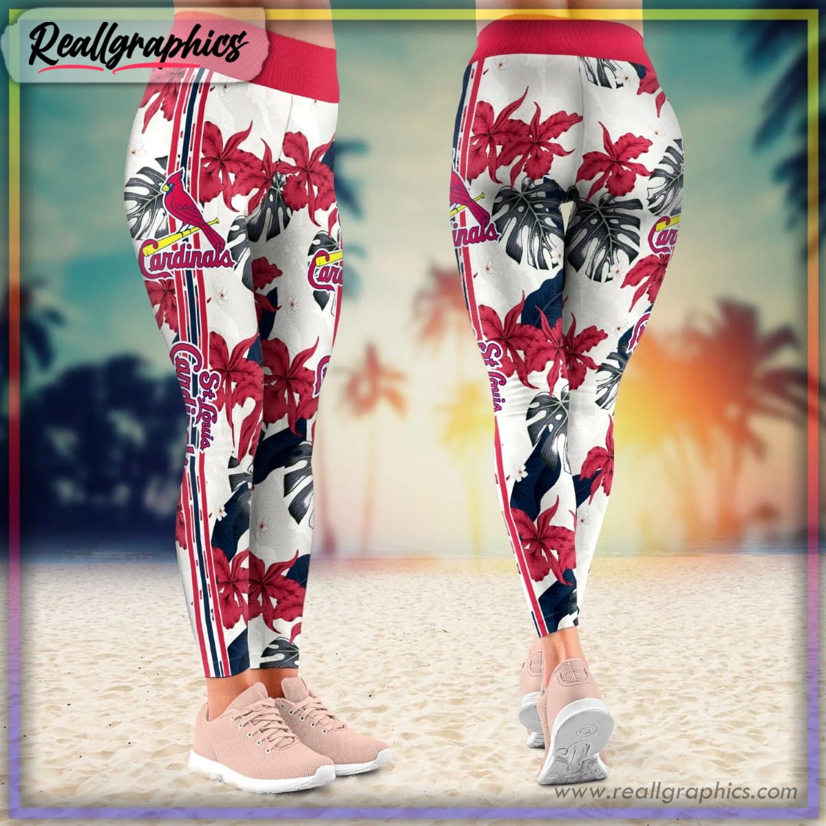 tropical style and team pride: st louis cardinals mlb summer leggings