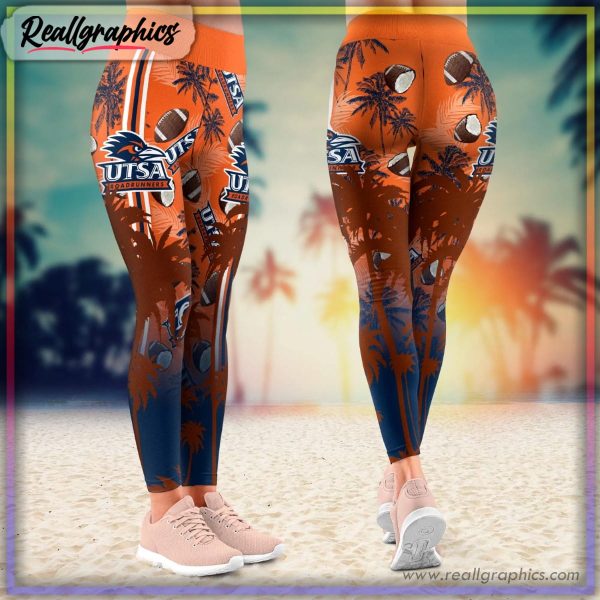 utsa roadrunners summer coconut tree pattern printed leggings