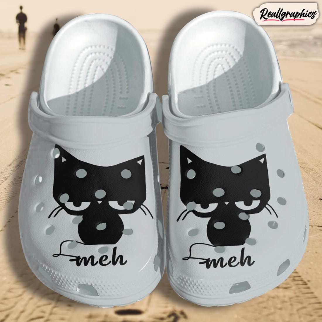 anime black cat meh meh funny outdoor shoes crocs, cat cute love custom shoes crocs gifts