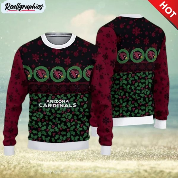 arizona cardinals fans pattern holiday knitted christmas sweater