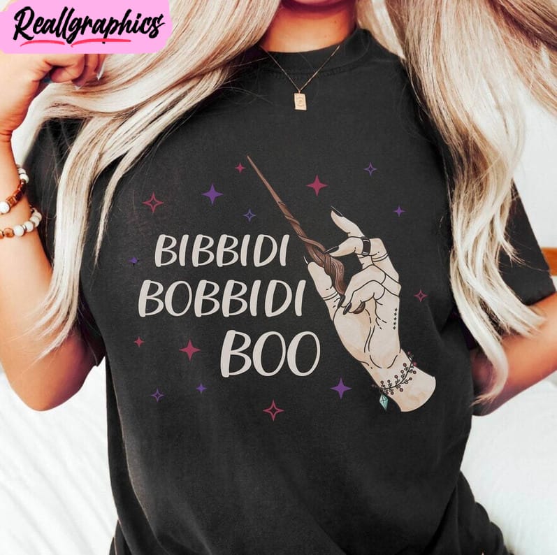 bibbidi bobbidi boo shirt, retro witchy halloween long sleeve unisex t shirt