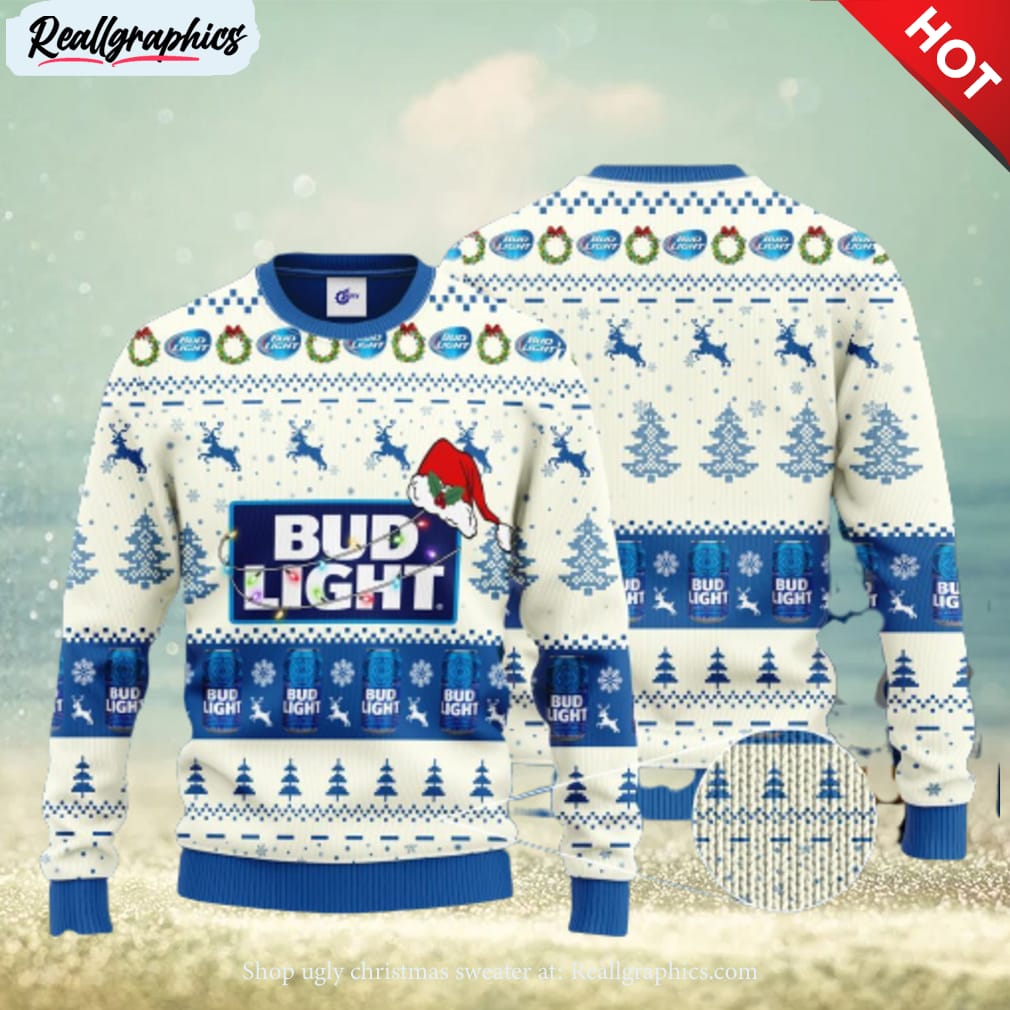 bud-light-santa-hat-christmas-ugly-christmas-sweater-3d-gift-for-men-and-women-2