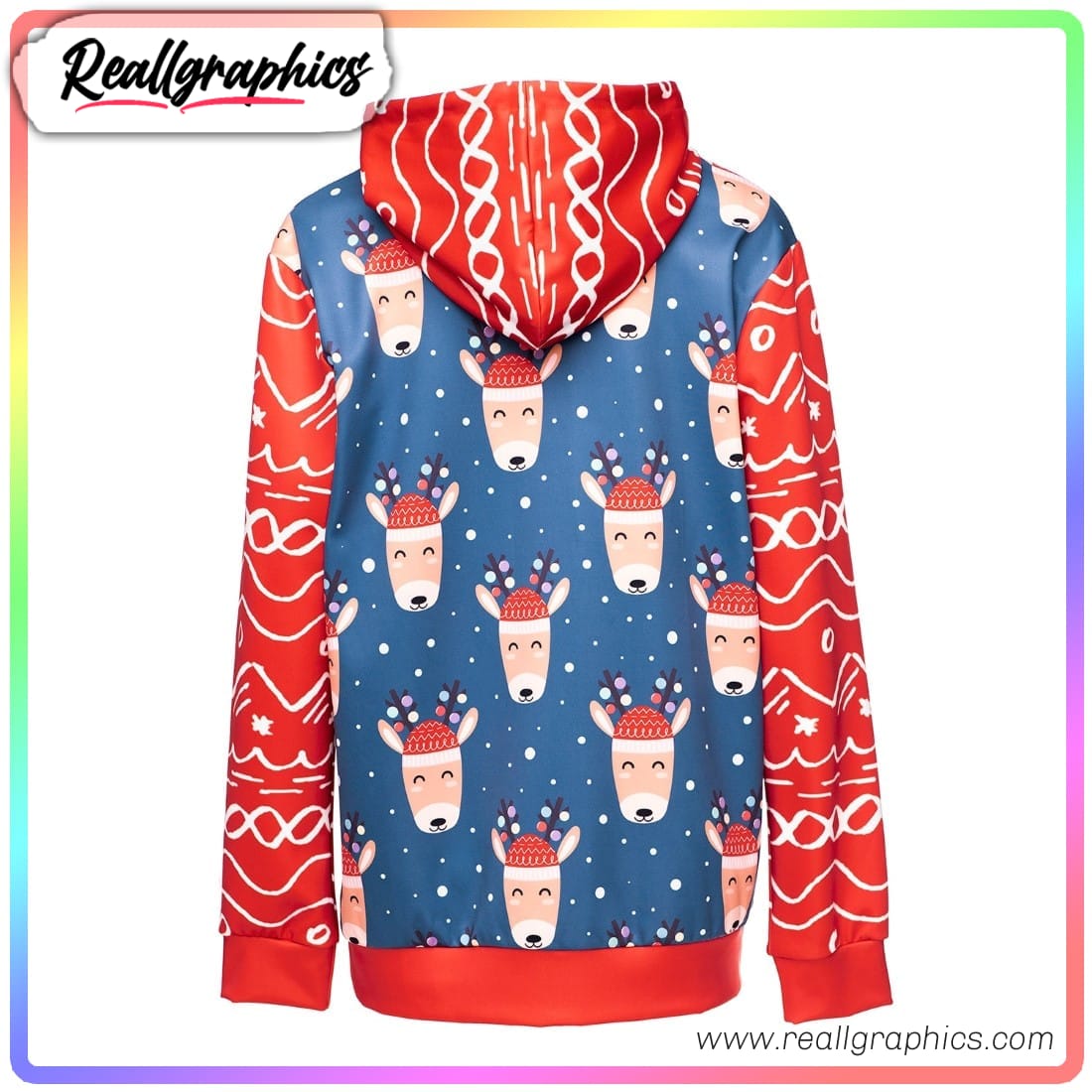 cheerful christmas deer 3d printed hoodie