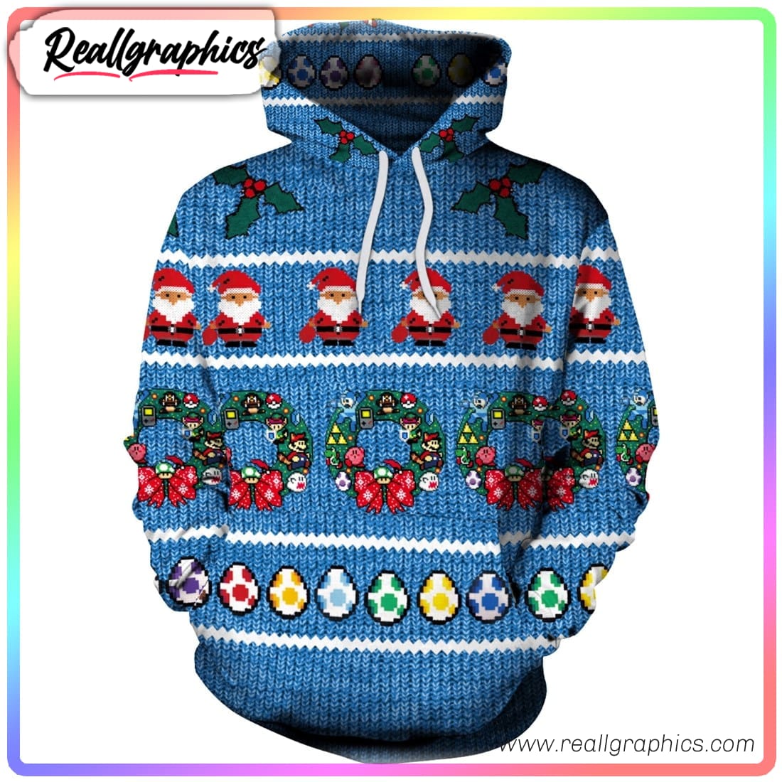 christmas colored egg blue 3d printed hoodie
