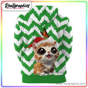 christmas cute kitten 3d printed hoodie