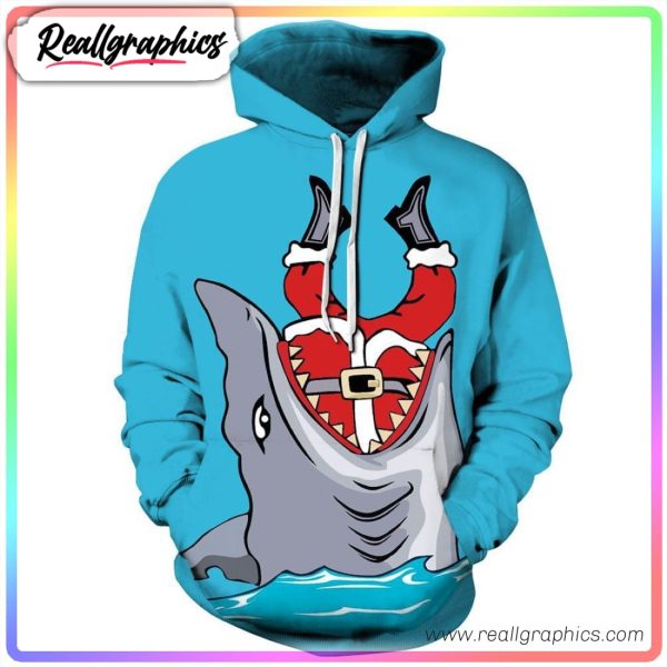 christmas great white shark icon super cool 3d printed hoodie