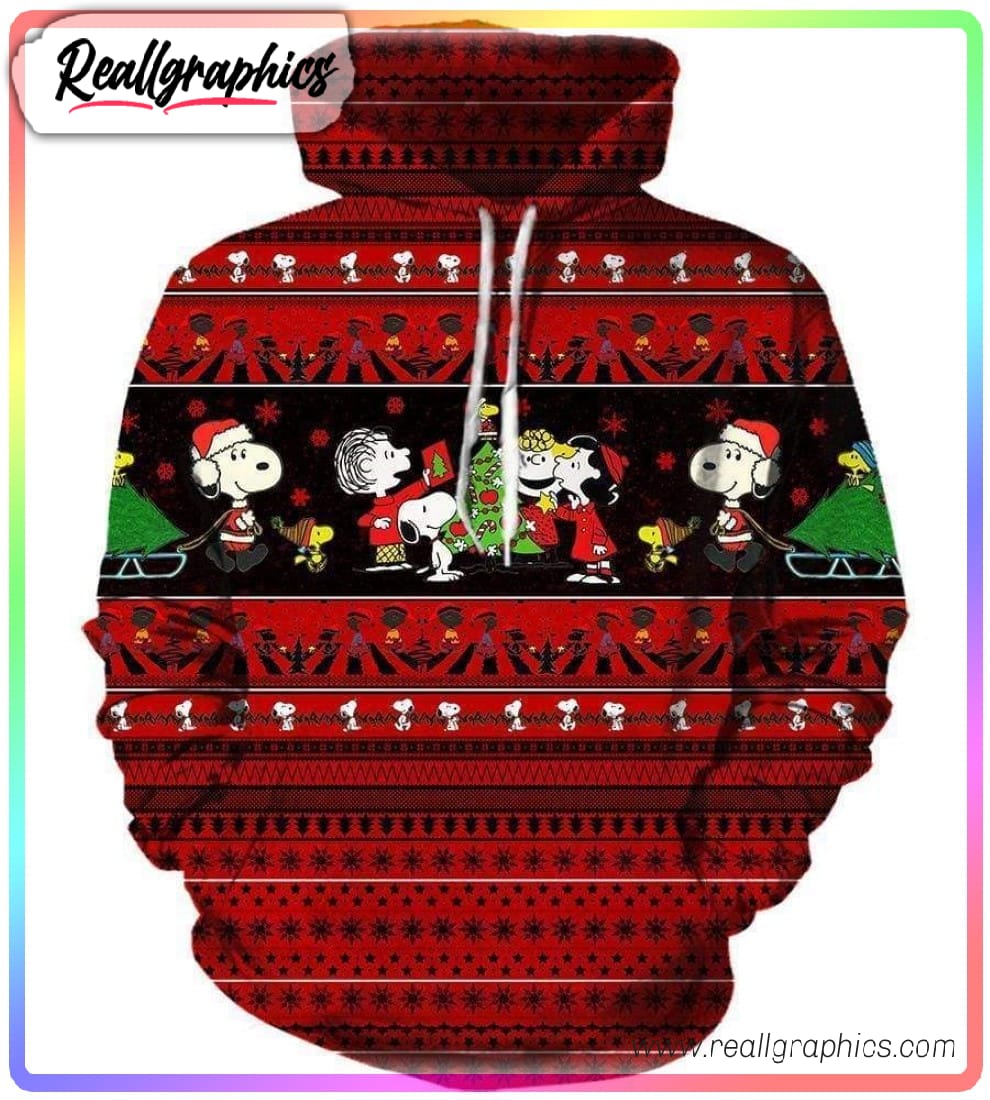 christmas snoopy peanuts red 3d printed hoodie