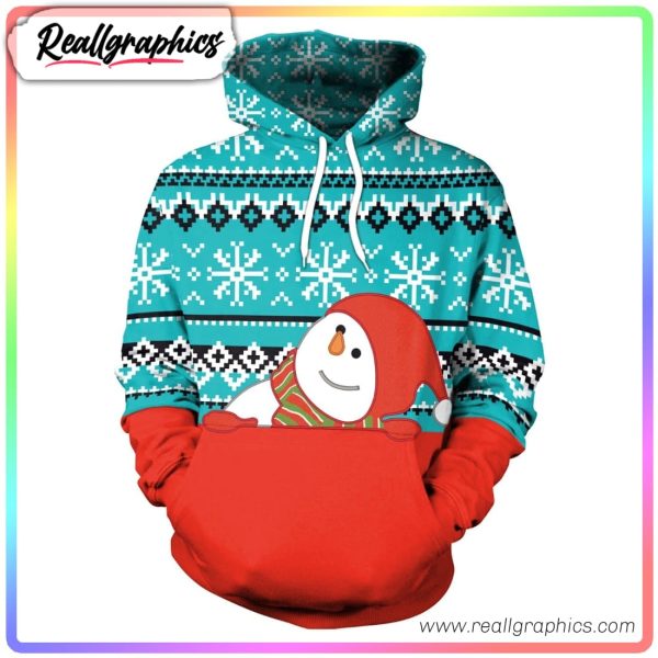 christmas style cheerful snowman 3d printed hoodie