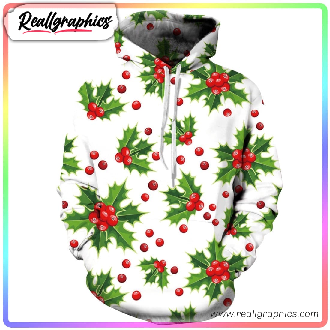 christmas tree fruit icon white 3d printed hoodie