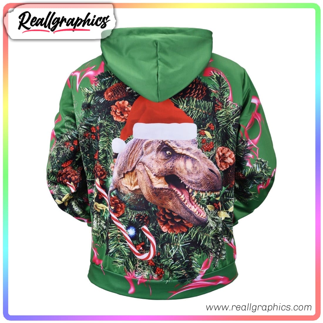 christmas tyrannosaurus icon super cool 3d printed hoodie