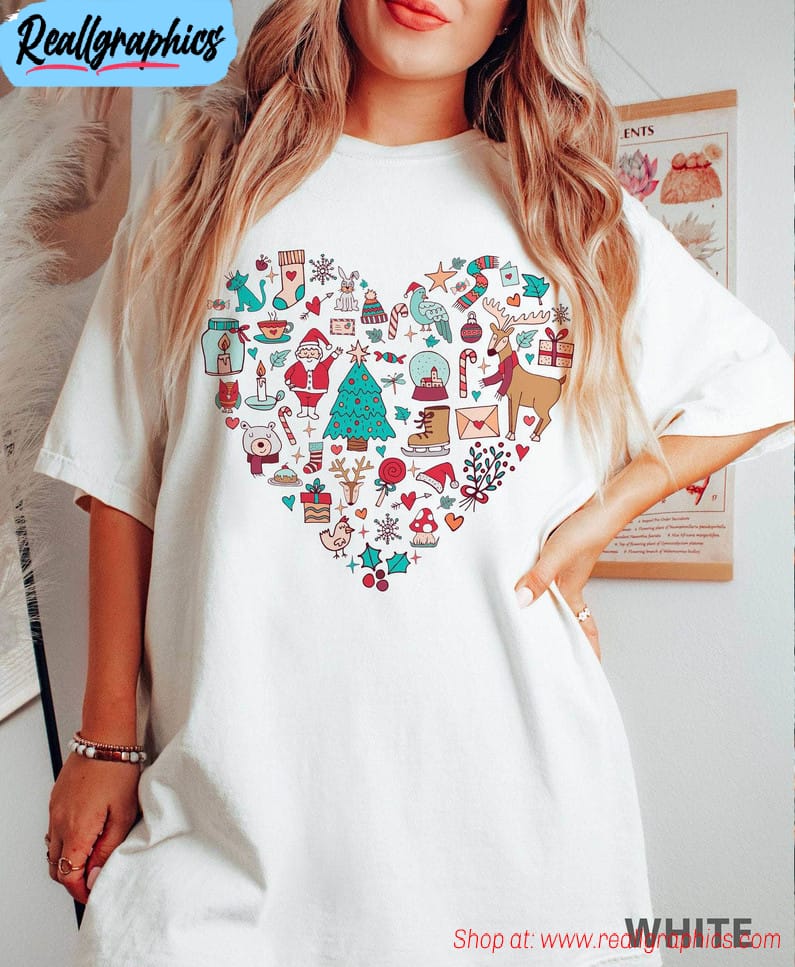 cute christma elements shirt, christmas crewneck unisex t shirt