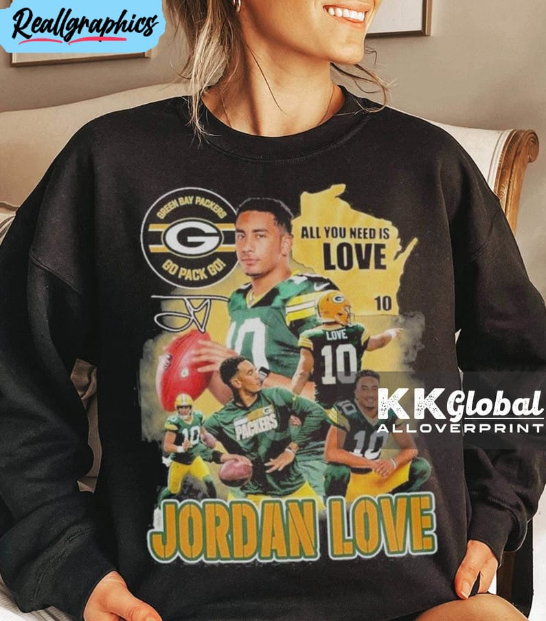Cute Jordan Love Shirt, Green Bay Packers All You Need Is Love