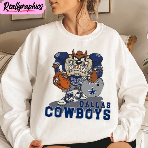 dallas cowboy football looney tunes funny shirt, vintage style crewneck long sleeve