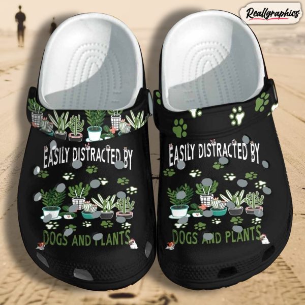 dogs and plants shoes crocs gift for boy girl, easily distracted by dog custom shoes crocs