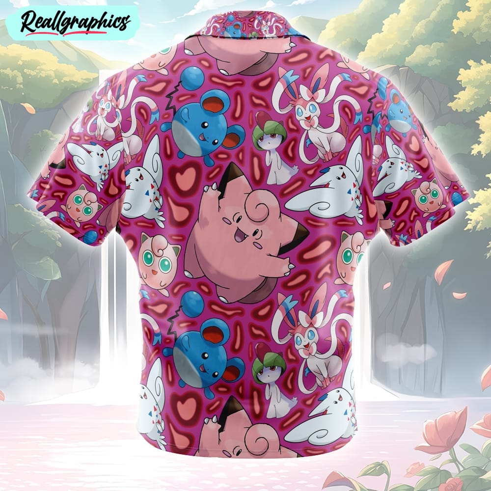 fairy type pokemon pokemon button up hawaiian shirt
