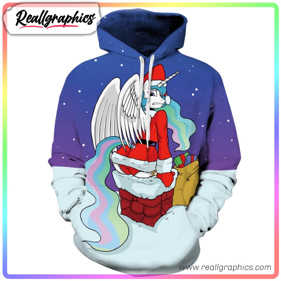 funny christmas unicorn icon 3d printed hoodie