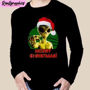 funny merry christmas alien ufo outer space unisex t-shirt, hoodie, sweatshirt