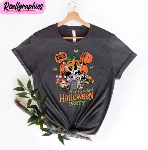 funny not so scary halloween party shirt, mickey and minnie halloween family hoodie crewneck