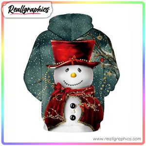 funny red hat snowman 3d printed hoodie