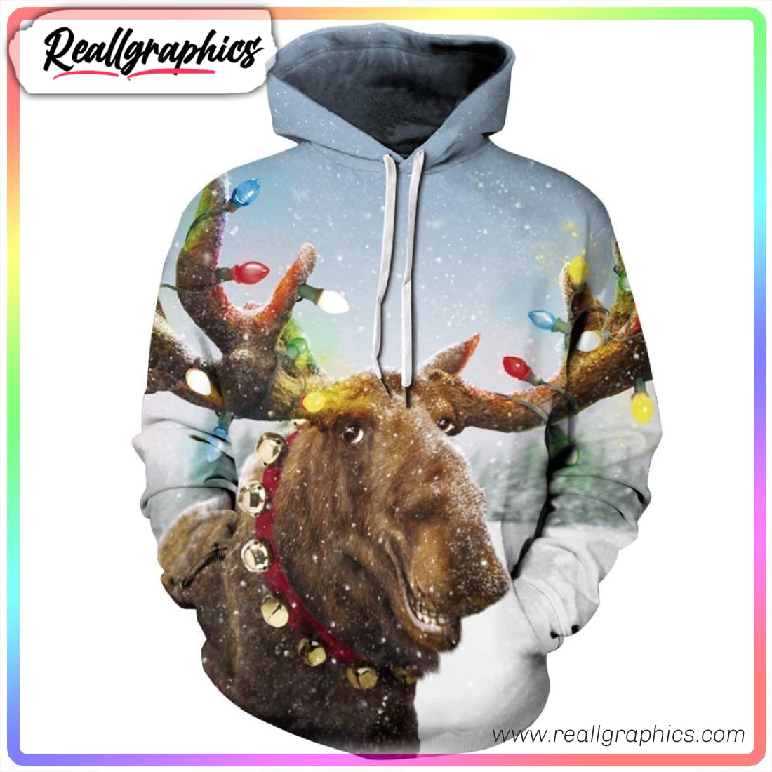 funny reindeer 3d printed hoodie